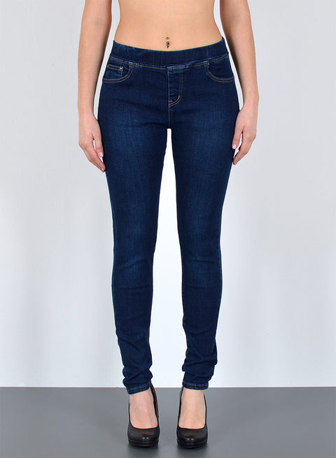 High Waist Skinny Fit Jeanshose mit Gummibund