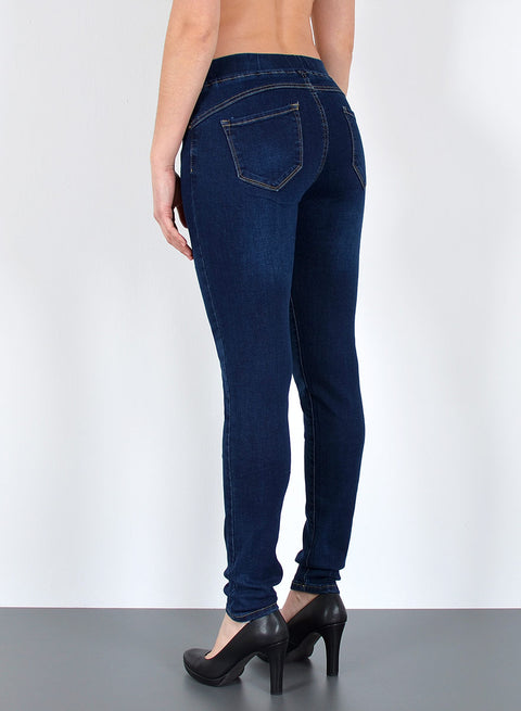 High Waist Skinny Fit Jeanshose mit Gummibund