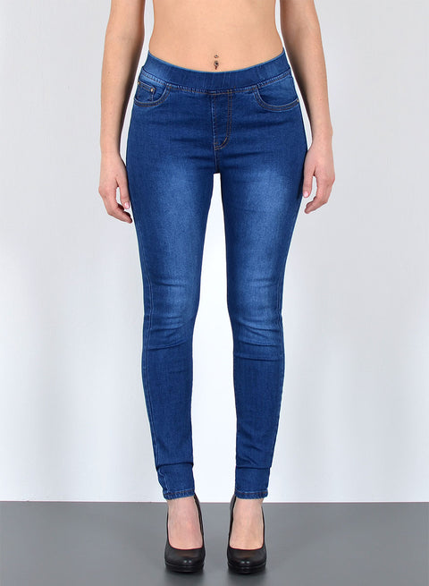 Hoch Bund Skinny Fit Jeanshose mit Gummibund