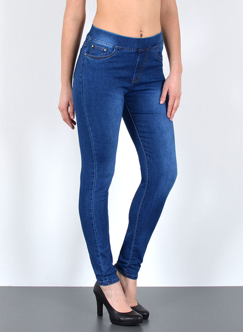 Hoch Bund Skinny Fit Jeanshose mit Gummibund