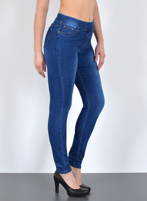 Hoch Bund Skinny Fit Jeanshose mit Gummibund