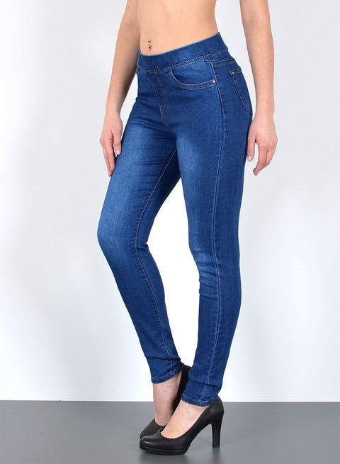 Hoch Bund Skinny Fit Jeanshose mit Gummibund