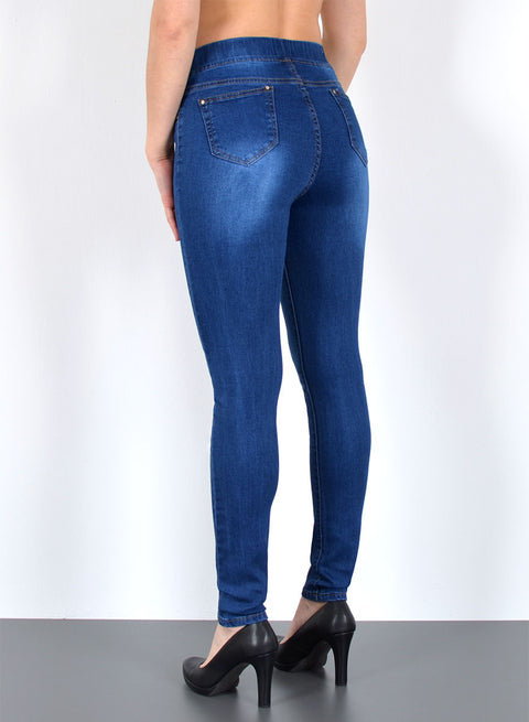 Hoch Bund Skinny Fit Jeanshose mit Gummibund
