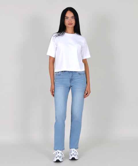 High Waist Straight Fit Jeans Hose Geradeschnitt