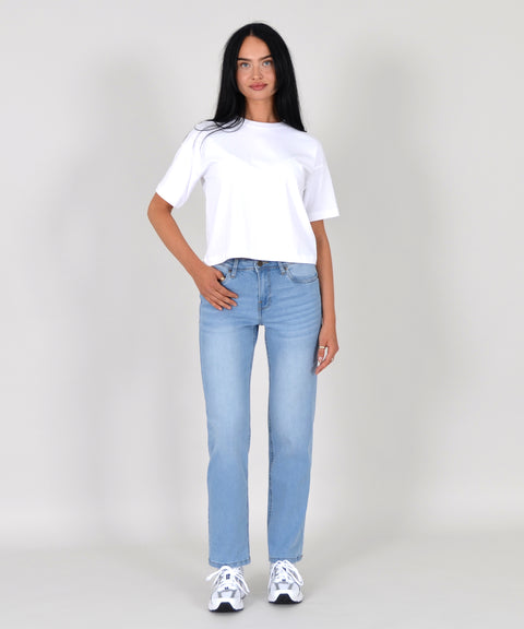 High Waist Straight Fit Jeans Hose Geradeschnitt