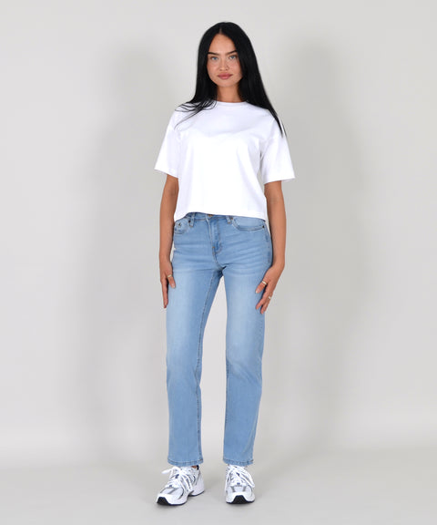 High Waist Straight Fit Jeans Hose Geradeschnitt