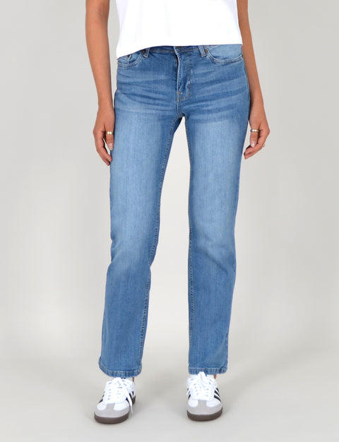 High Waist Damen Jeans Straight Fit Hose