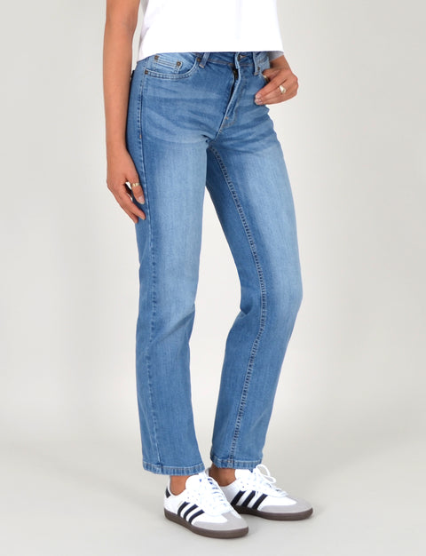 High Waist Damen Jeans Straight Fit Hose
