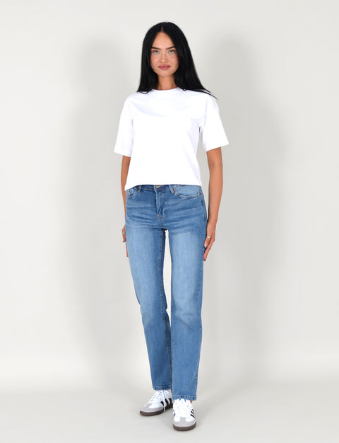 High Waist Damen Jeans Straight Fit Hose