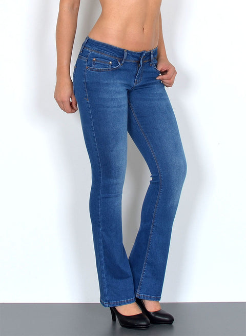 Blaue Bootcut Hose mit Stretch