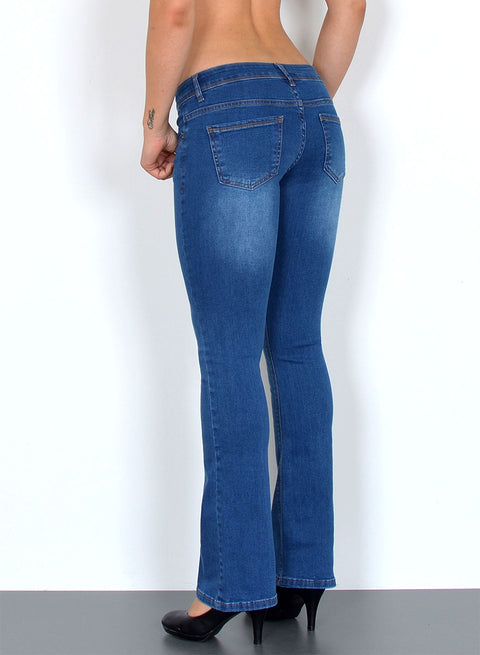 Blaue Bootcut Hose mit Stretch