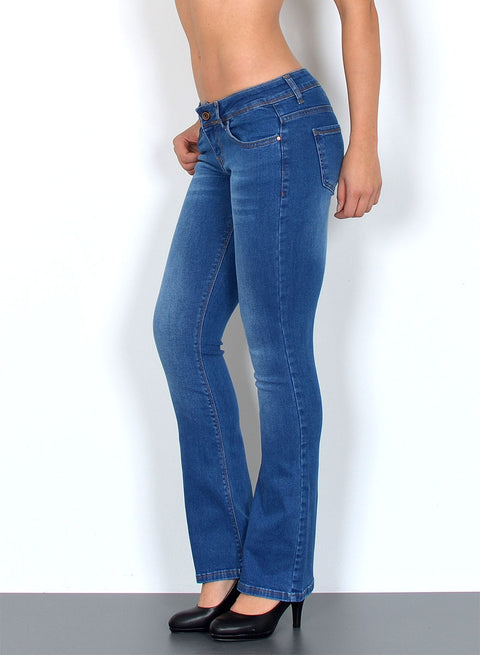 Blaue Bootcut Hose mit Stretch