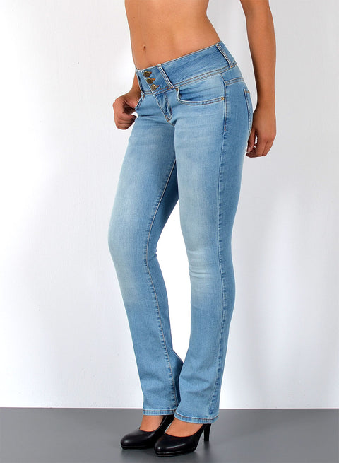 Low Waist Bootcut Jeans mit 3 Knöpfen