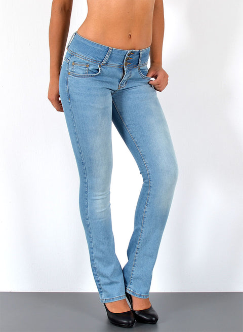 Low Waist Bootcut Jeans mit 3 Knöpfen