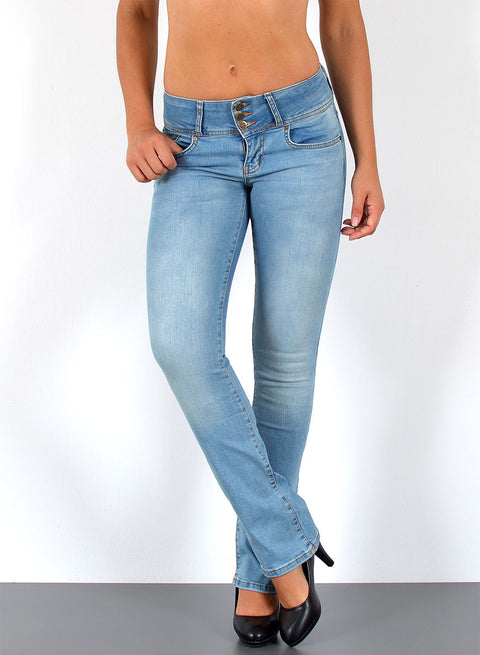 Low Waist Bootcut Jeans mit 3 Knöpfen