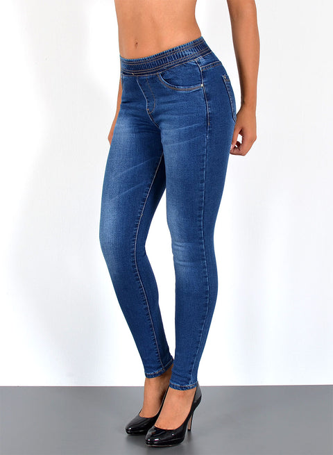 High Waist Skinny Jeans mit Gummibund