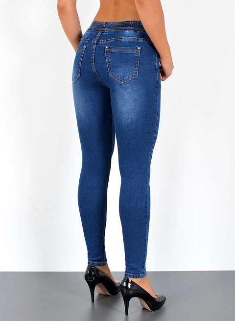 High Waist Skinny Jeans mit Gummibund