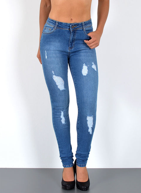 High Rise Jeans Skinny Damen Destroyed