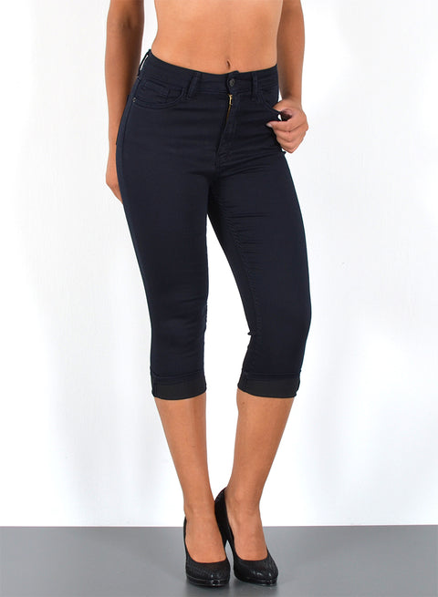 Dunkelblaue Damen Jeans Capri mit Stretch