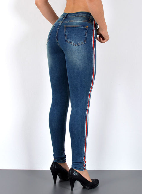 High Waist Jeans Skinny Fit mit Seitenstreifen