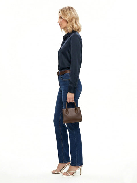 Damen Jeanshose Gerade-Schnitt mit hohem Bund