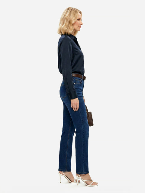 Damen Jeanshose Gerade-Schnitt mit hohem Bund