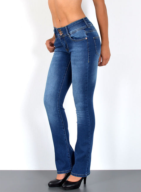 Bootcut Jeans Middle Waist mit 3 Knöpfen