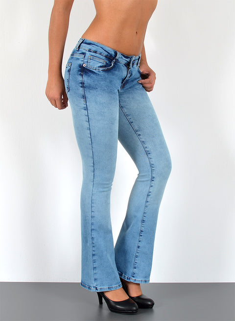 Low Waist Jeans mit weitem Bein und Stretch