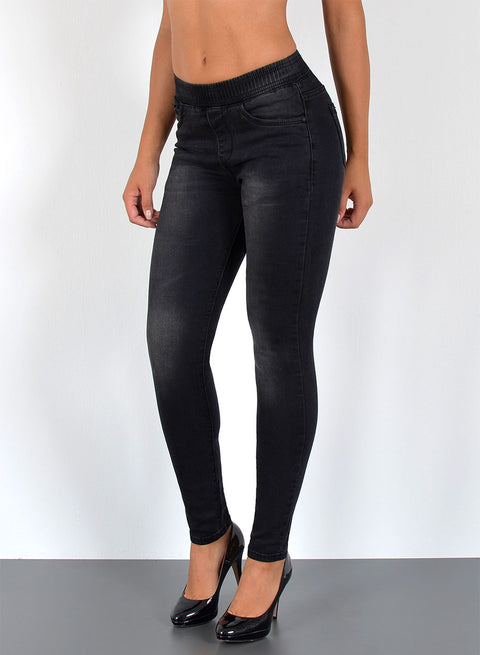 High Waist Skinny Fit Jeanshose mit Gummibund