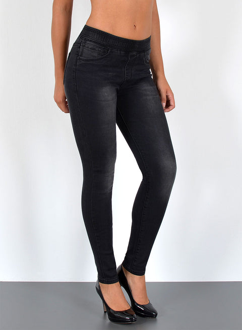 High Waist Skinny Fit Jeanshose mit Gummibund