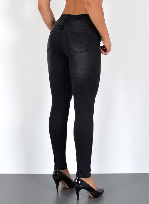 High Waist Skinny Fit Jeanshose mit Gummibund