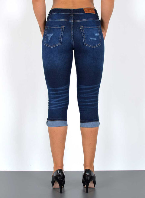 High Waist Jeans 3/4 kurze Hose mit Risse