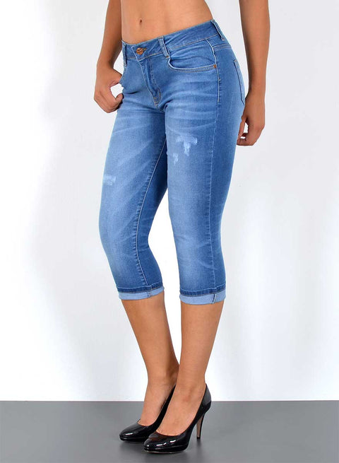 High Waist Capri Jeans mit Risse