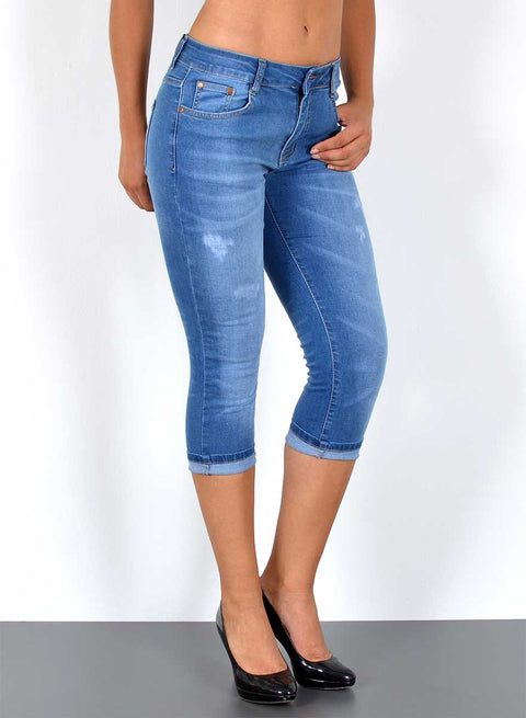 High Waist Capri Jeans mit Risse