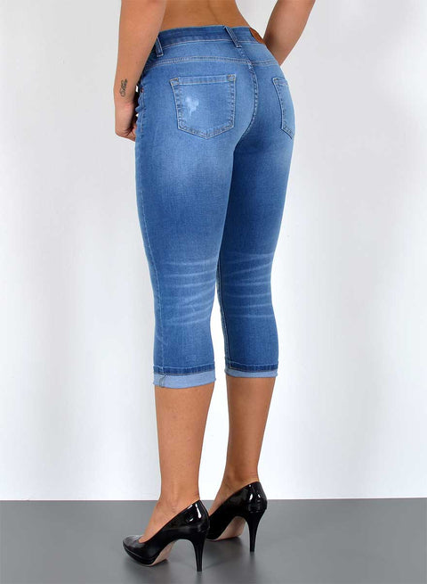 High Waist Capri Jeans mit Risse