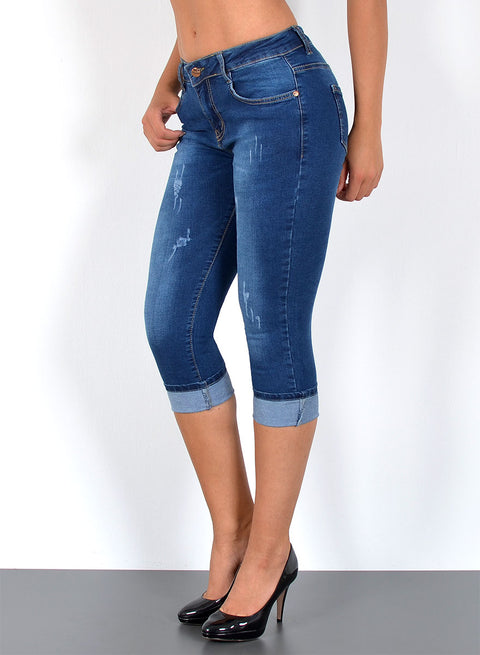 3/4 Capri Jeans High Waist mit Rissen