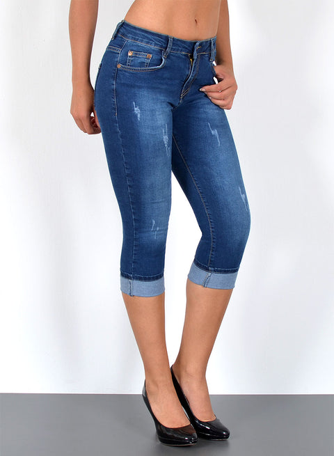 3/4 Capri Jeans High Waist mit Rissen