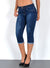 Capri 3/4 Jeans Hose High Waist mit Rissen