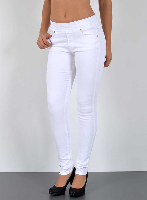 Hoch Bund Skinny Leg Jeans Hose mit Gummibund