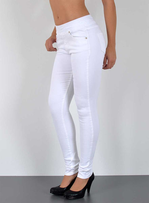 Hoch Bund Skinny Leg Jeans Hose mit Gummibund