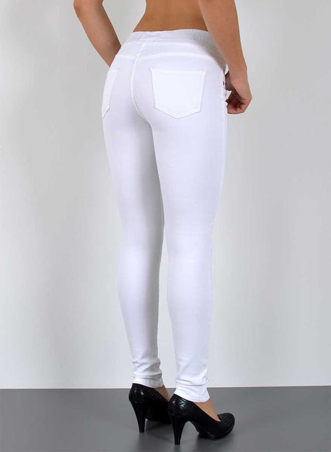 Hoch Bund Skinny Leg Jeans Hose mit Gummibund