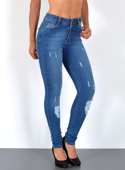 Blaue High Waist Skinny Fit Jeans