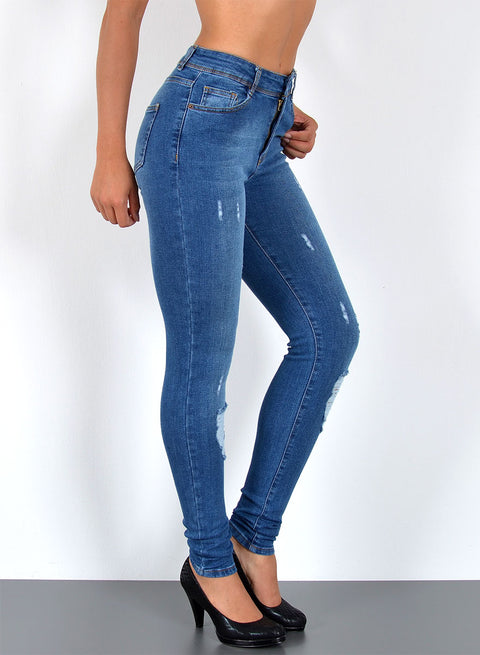 Blaue High Waist Skinny Fit Jeans