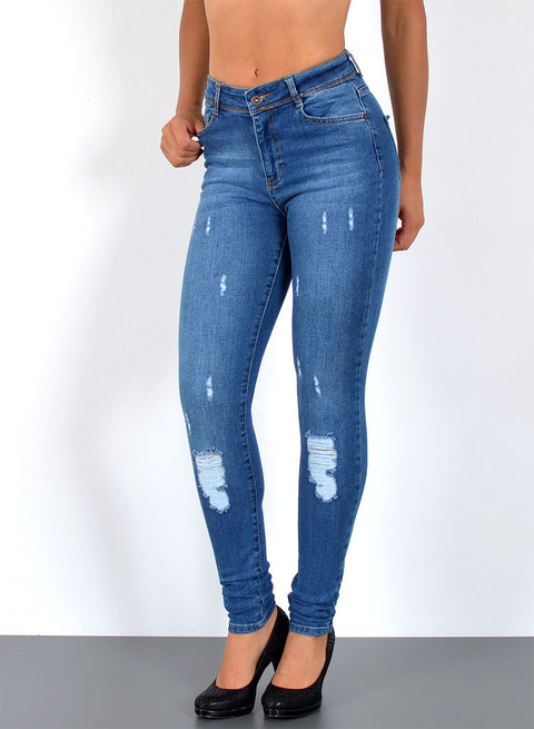 Blaue High Waist Skinny Fit Jeans