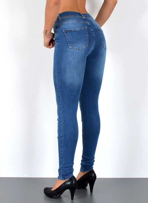 Blaue High Waist Skinny Fit Jeans