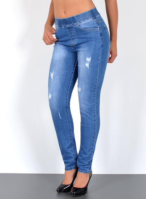 High Rise Skinny Fit Jeanshose mit Gummibund