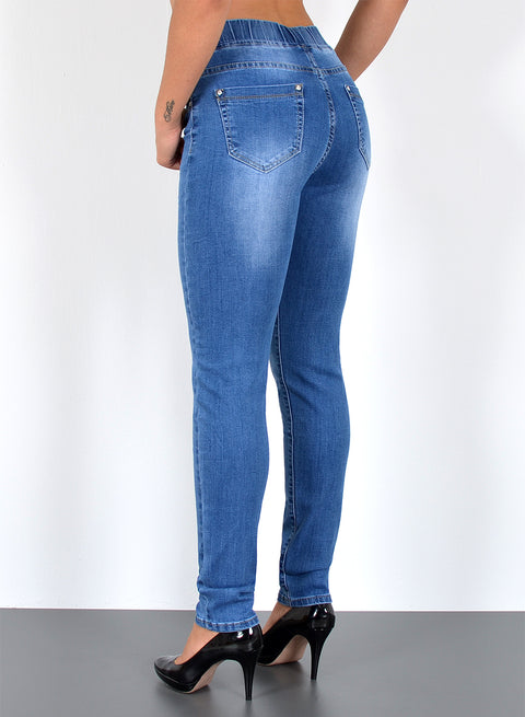 High Rise Skinny Fit Jeanshose mit Gummibund