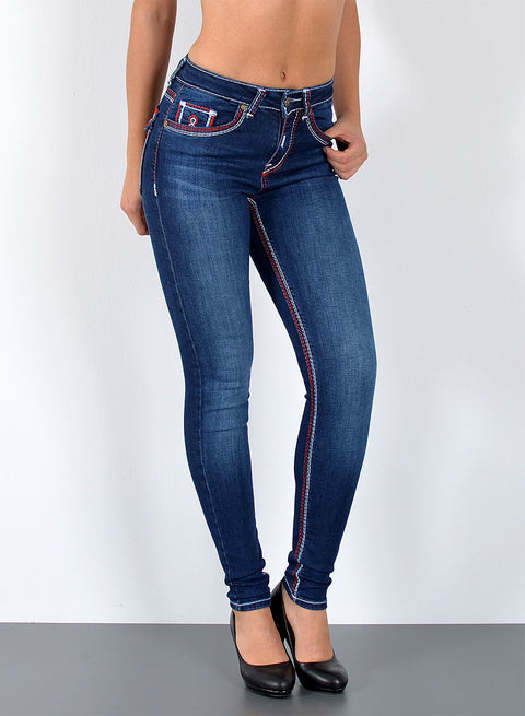 High Waist Skinny Fit Jeans mit dicken Nähten