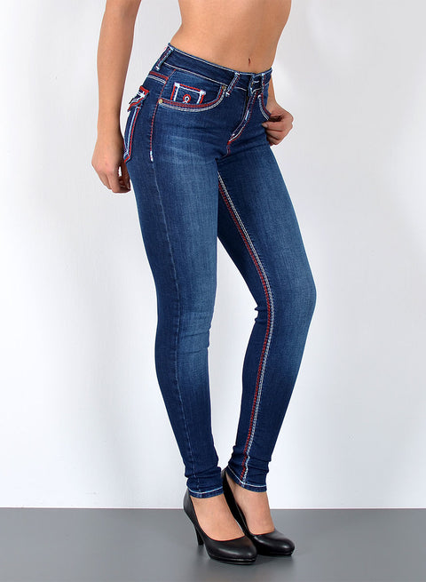 High Waist Skinny Fit Jeans mit dicken Nähten