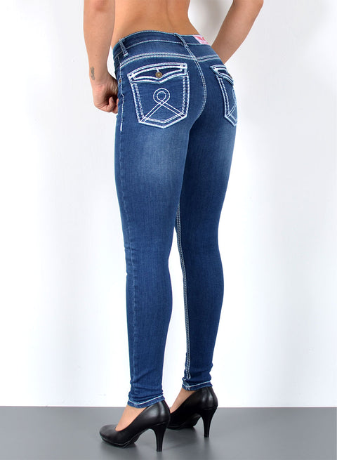 High Waist Damen Skinny Jeans mit dicken Nähten